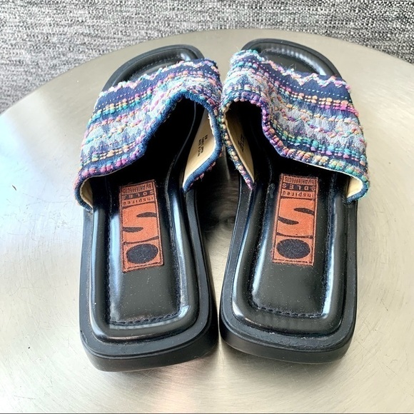 Inspired Soles ArtEffects 90s Slide Sandals y2k boho embroidered chunky Heel 9 - Picture 5 of 6